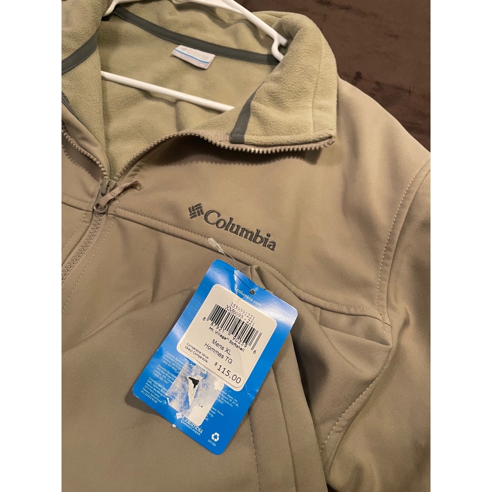 Columbia Mt Village Softshell Mens XL Tan Full Zip Jacket Outdoor Gorpcore New